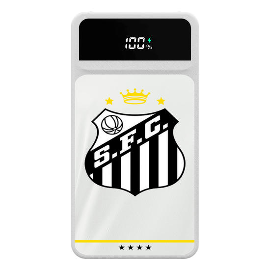 Carregador Portátil Turbo 10000mah - Santos - Uniforme 1 2023 Escudo