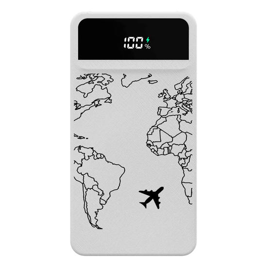 Carregador Portátil Turbo 10000mah -  Mapa Mundi Lines Manuscrita