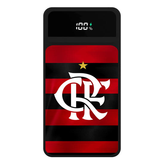 Carregador Portátil Turbo 10000mah Preto - Flamengo - Uniforme 1 2023 Escudo