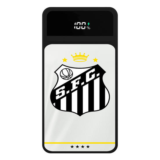Carregador Portátil Turbo 10000mah Preto - Santos - Uniforme 1 2023 Escudo