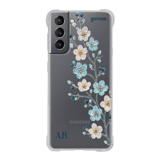 Capinha para celular  Ramos Laterais - Hortência Cravejada