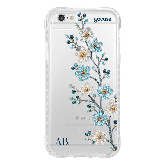 Capinha para celular  Ramos Laterais - Hortência Cravejada