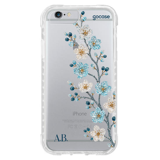 Capinha para celular  Ramos Laterais - Hortência Cravejada