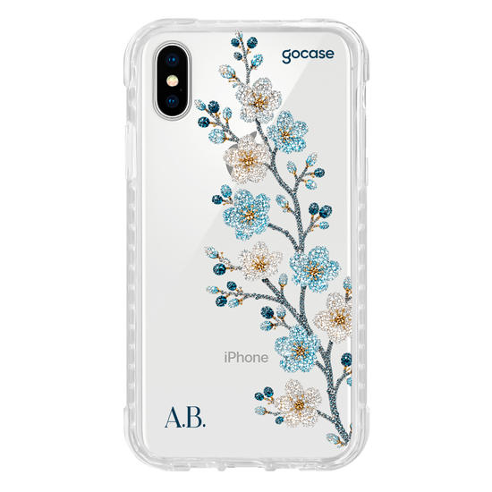Capinha para celular  Ramos Laterais - Hortência Cravejada
