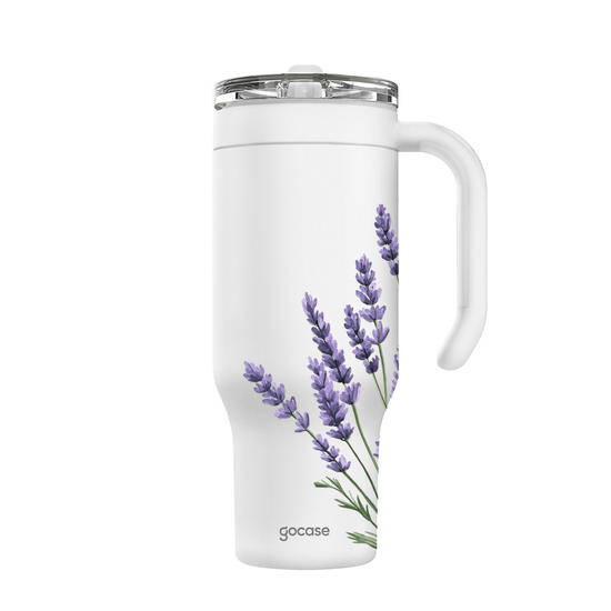 Copo Térmico Life + Ebook - Ramos Laterais - Lavanda