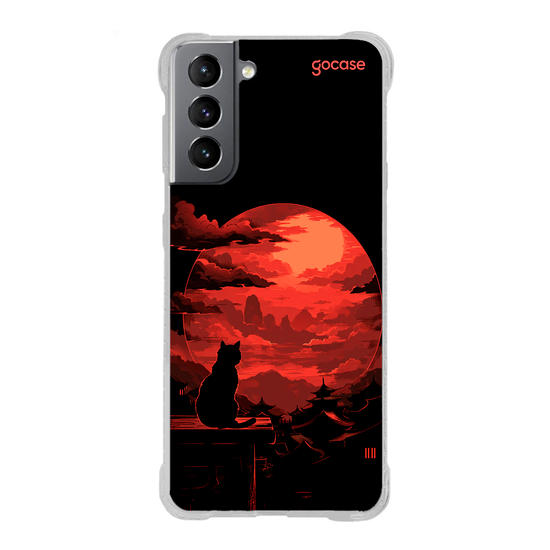 Capinha para celular  Red Moon Cat