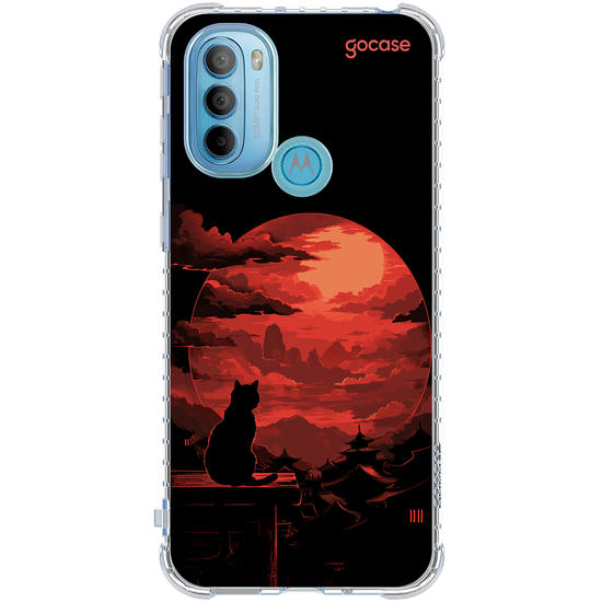 Capinha para celular  Red Moon Cat