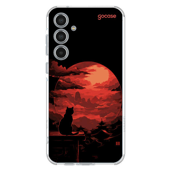 Capinha para celular  Red Moon Cat
