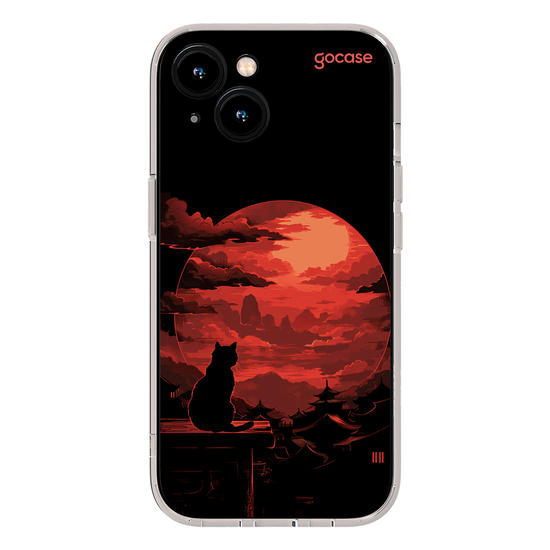 Capinha para celular  Red Moon Cat
