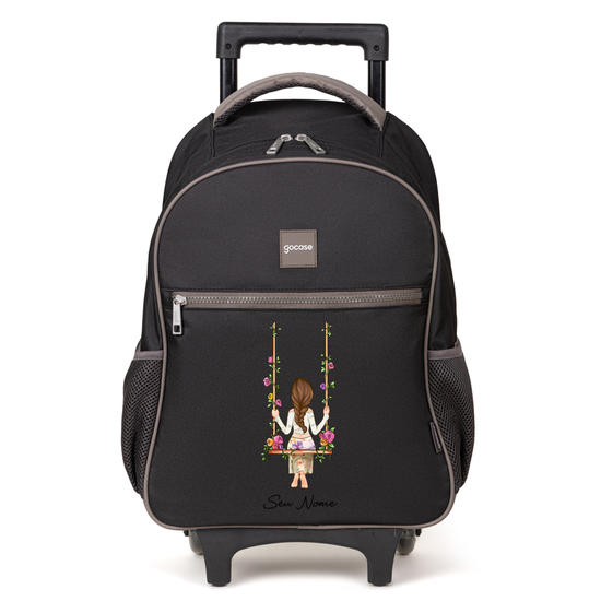 Mochila de Carrinho 2 Rodas Play - Garota Floral