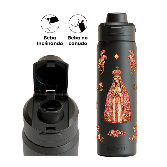 Garrafa Térmica Flip Pro + Ebook - Rosa de Fé