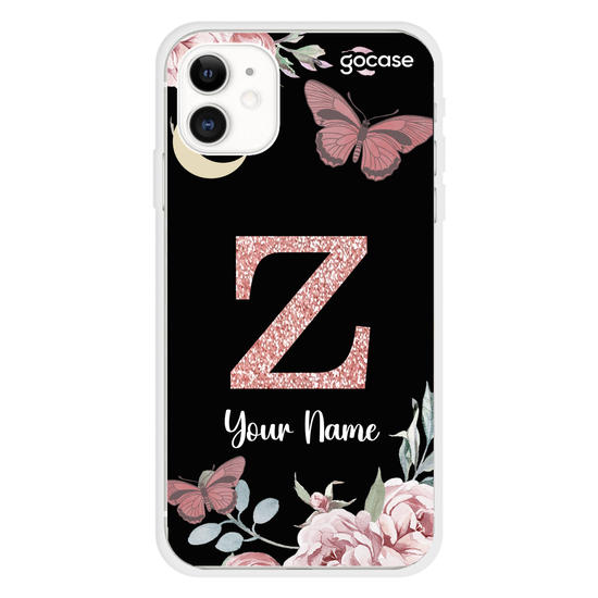 Initial Glitter - Night Roses Phone Case