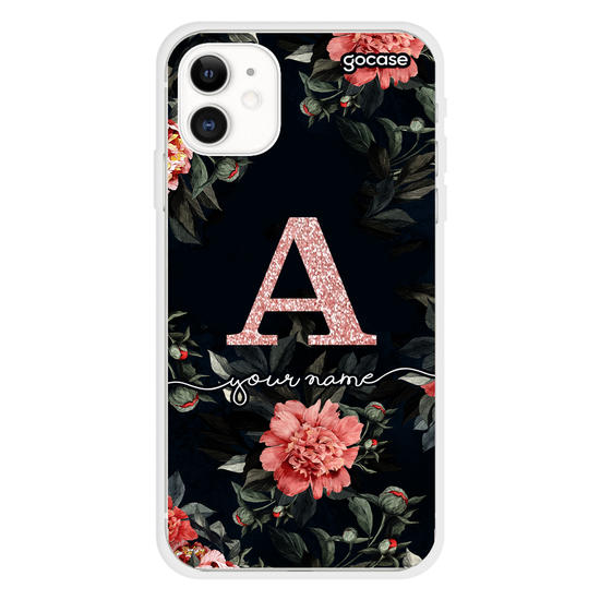 Red Roses Initial Glitter Phone Case