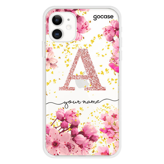 Rose Gold Initial Glitter Phone Case