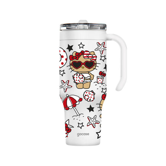 Copo Térmico Life + Ebook -  Hello Kitty - Bronzeada na Praia