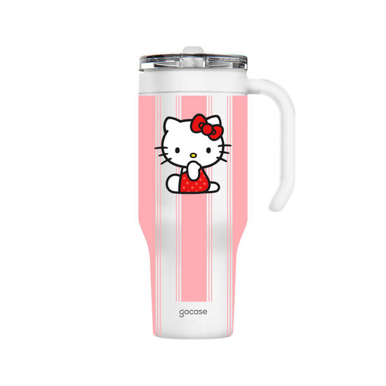 Copo Térmico Life + Ebook -  Hello Kitty - Cute Listras