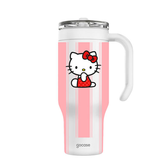 Copo Térmico Life + Ebook -  Hello Kitty - Cute Listras