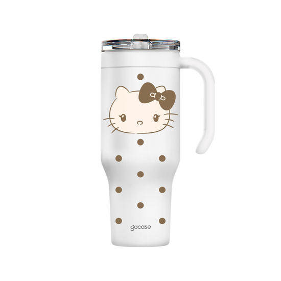 Copo Térmico Life + Ebook -  Hello Kitty - Brown Chic