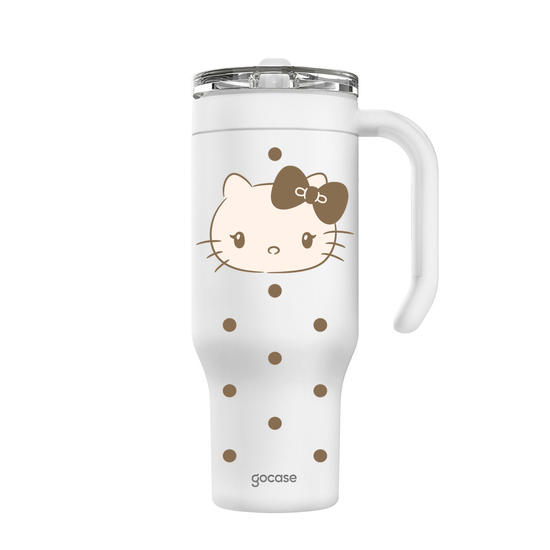 Copo Térmico Life + Ebook -  Hello Kitty - Brown Chic