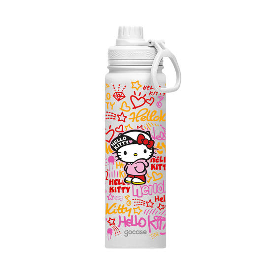 Garrafa Térmica Fresh + Ebook - Hello Kitty - Grafite