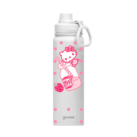 Garrafa Térmica Fresh + Ebook - Hello Kitty - Strawberry Milk