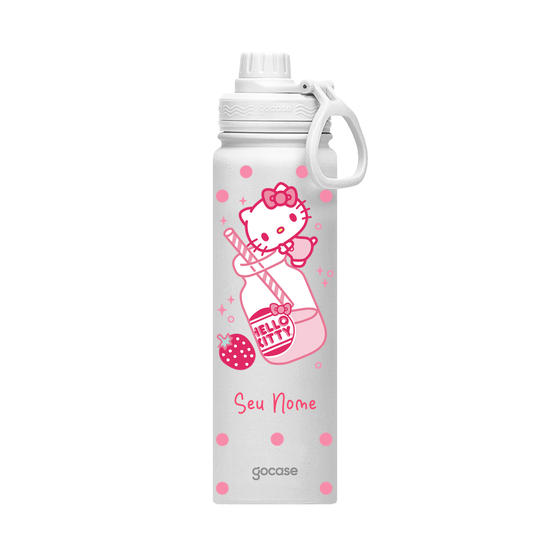 Garrafa Térmica Fresh + Ebook - Hello Kitty - Strawberry Milk