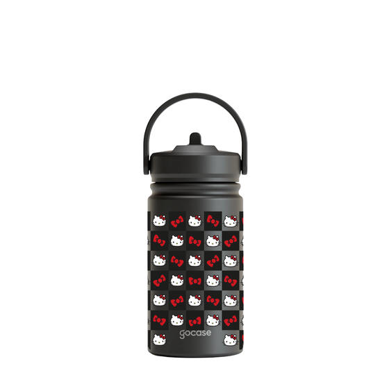 Garrafa Térmica Mini + Ebook - Hello Kitty - Xadrez Cute