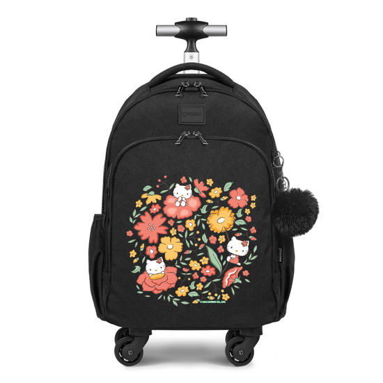 Mochila de Carrinho 4 Rodas Fun - Hello Kitty - Floral Pattern