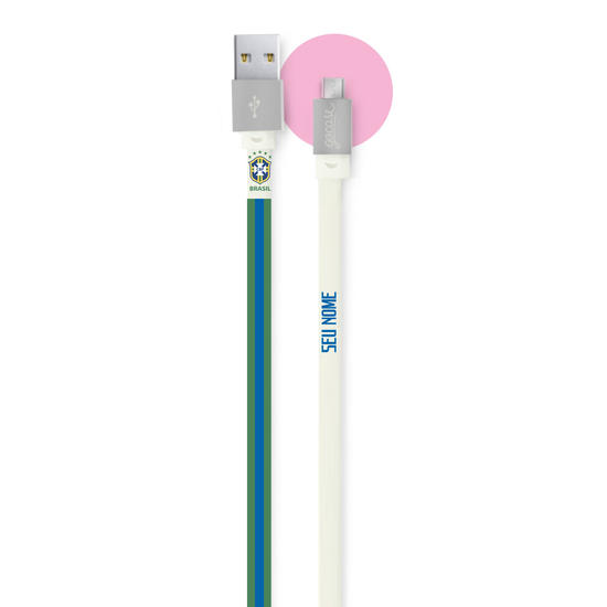 Cabo Android Micro USB Personalizado Gocase - Seleção Brasileira - Verde e Azul