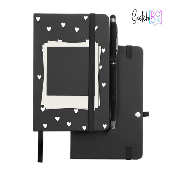 Sketchbook Black - Picture - White Pattern Hearts