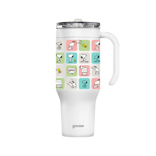 Copo Térmico Life + Ebook -  Snoopy - Xadrez