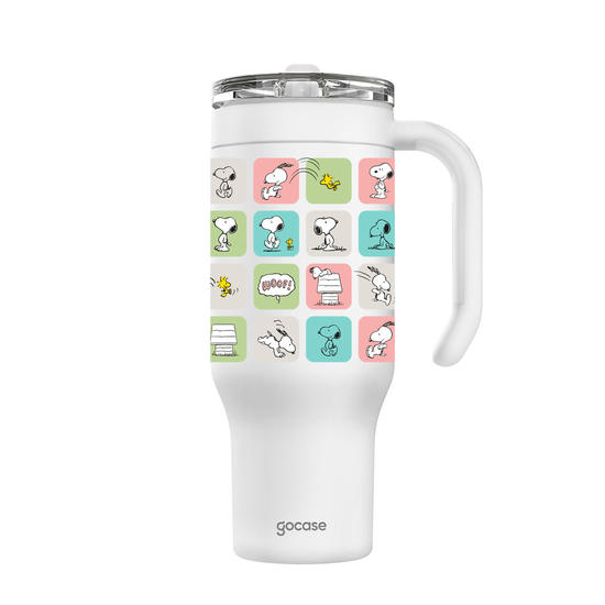 Copo Térmico Life + Ebook -  Snoopy - Xadrez