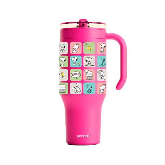 Copo Térmico Life + Ebook -  Snoopy - Xadrez
