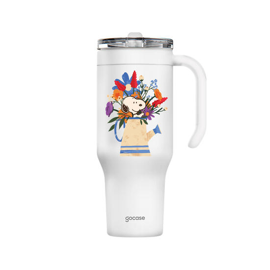 Copo Térmico Life + Ebook -  Snoopy - Jarro de Flores