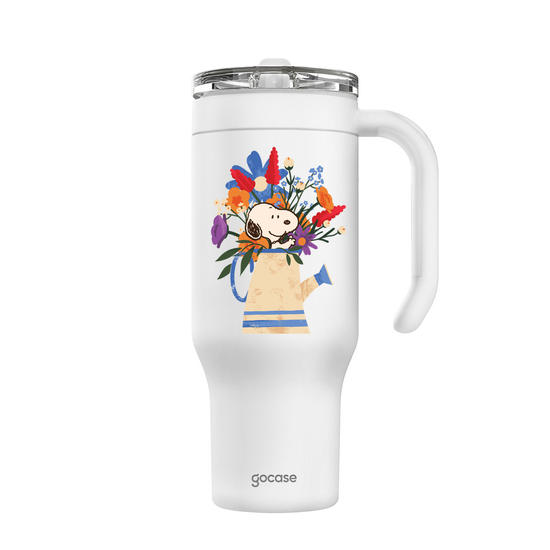 Copo Térmico Life + Ebook -  Snoopy - Jarro de Flores