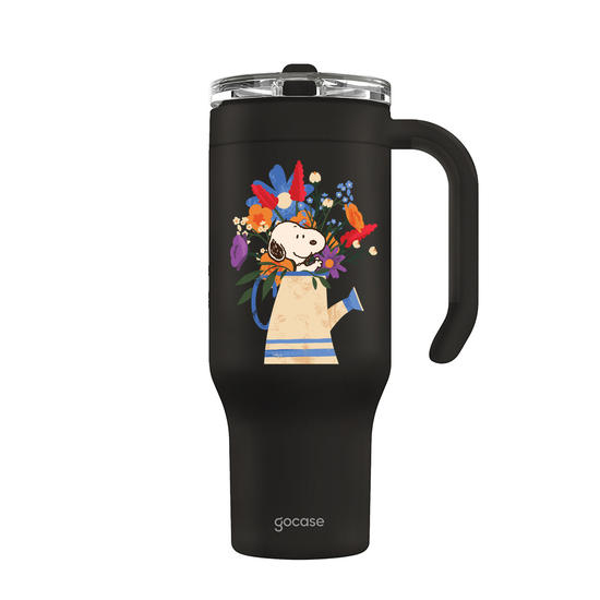 Copo Térmico Life + Ebook -  Snoopy - Jarro de Flores