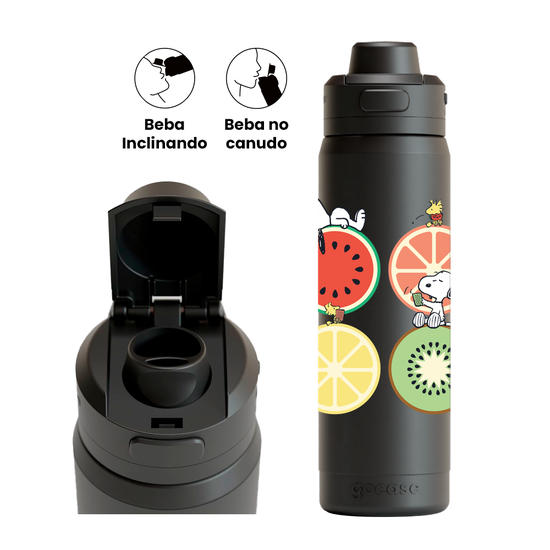 Garrafa Térmica Flip Pro + Ebook -  Snoopy - Frutinhas