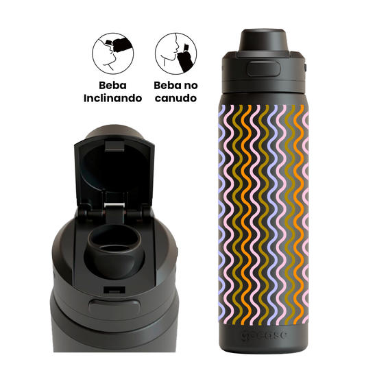 Garrafa Térmica Flip Pro + Ebook - Spring Stipes