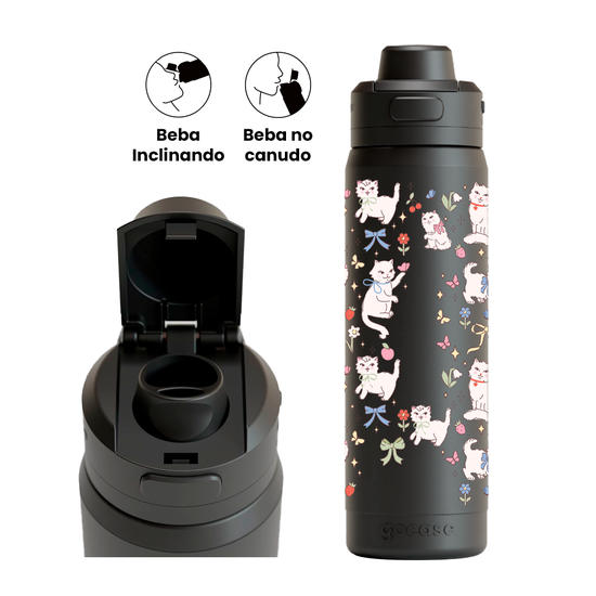 Garrafa Térmica Flip Pro - Spring Vintage Kitty Cat