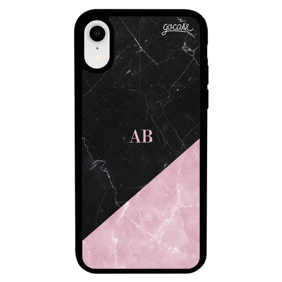 Prime - Black & Rose Marble - Initials Phone Case