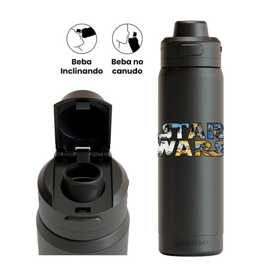 Garrafa Térmica Flip Pro + Ebook -  Star Wars - Logo Quadrinhos