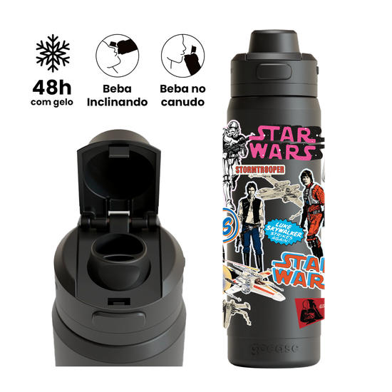 Garrafa Térmica Flip Pro - Star Wars - Colagem