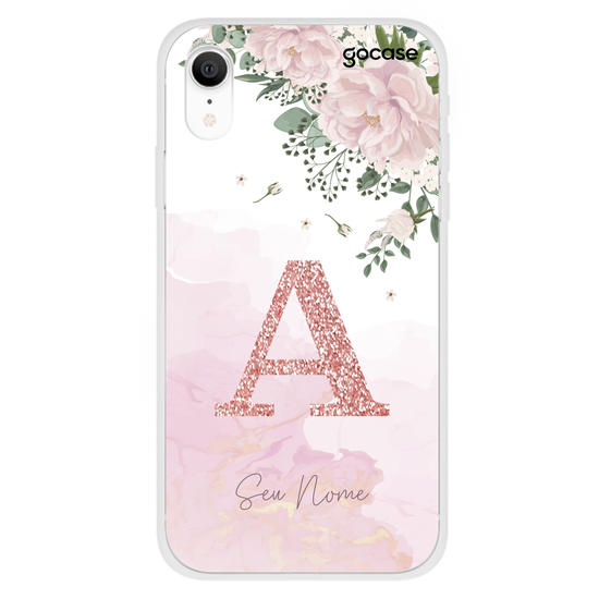 Capinha para celular Jardim Rosé - Inicial Glitter
