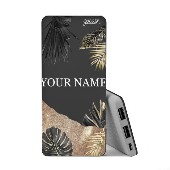 Power Bank Slim Portable Charger (5000mAh) Black - Tropical Golden