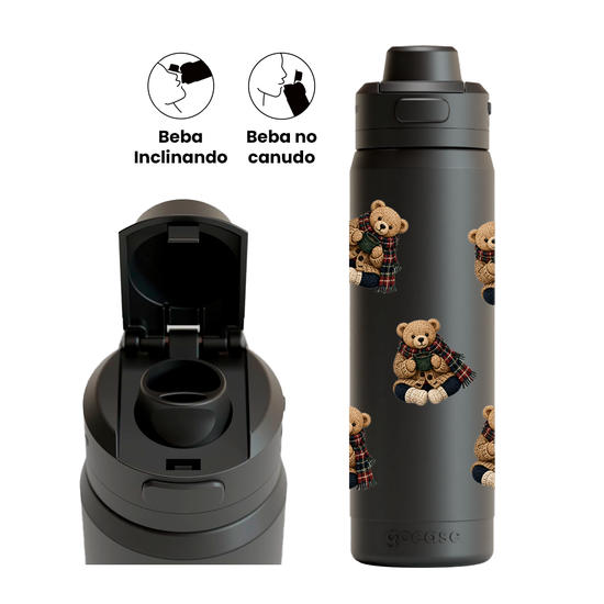 Garrafa Térmica Flip Pro + Ebook - Urso Comfy