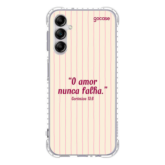 Capinha para celular  Versículo - O amor nunca falha
