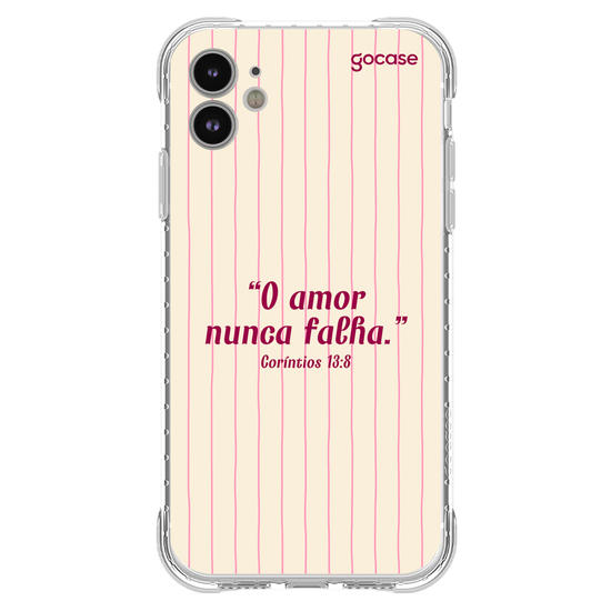 Capinha para celular  Versículo - O amor nunca falha