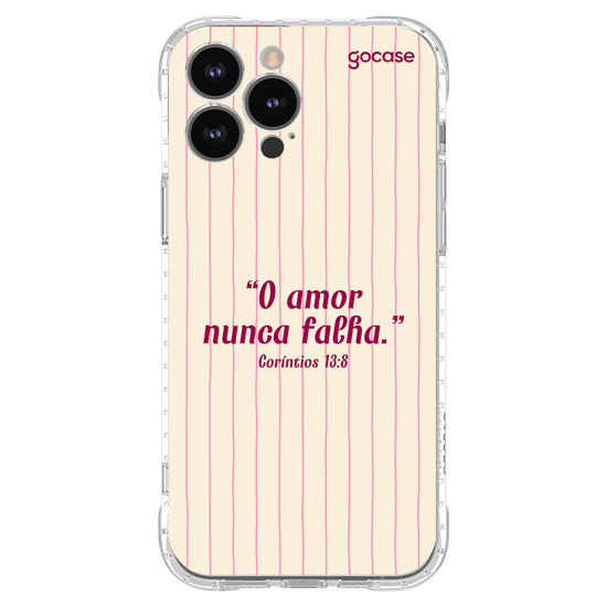 Capinha para celular  Versículo - O amor nunca falha