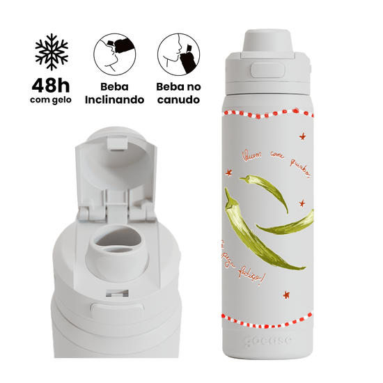 Garrafa Térmica Flip Pro - Quem Come Quiabo Não Pega Feitiço