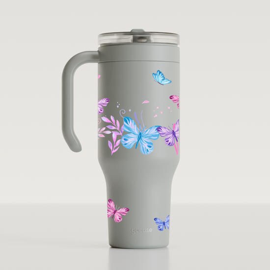  Copo Térmico Life - Borboletas com Aquarela